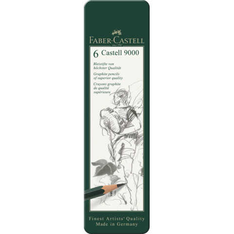 Faber-Castell CASTELL 9000 - Matita - grafite - 2B, 4B, 6B, 8B, B, HB (pacchetto di 6)