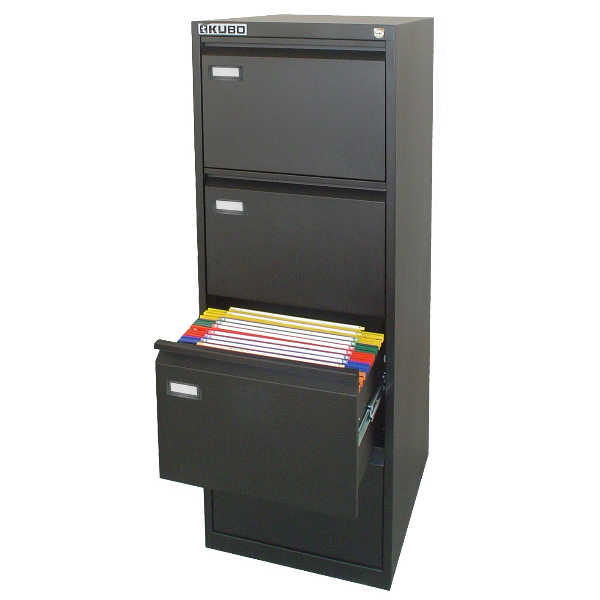 Bertesi Kubo - Cabinet per archiviazione verticale - 4 cassetti - acciaio - nero, RAL 9005