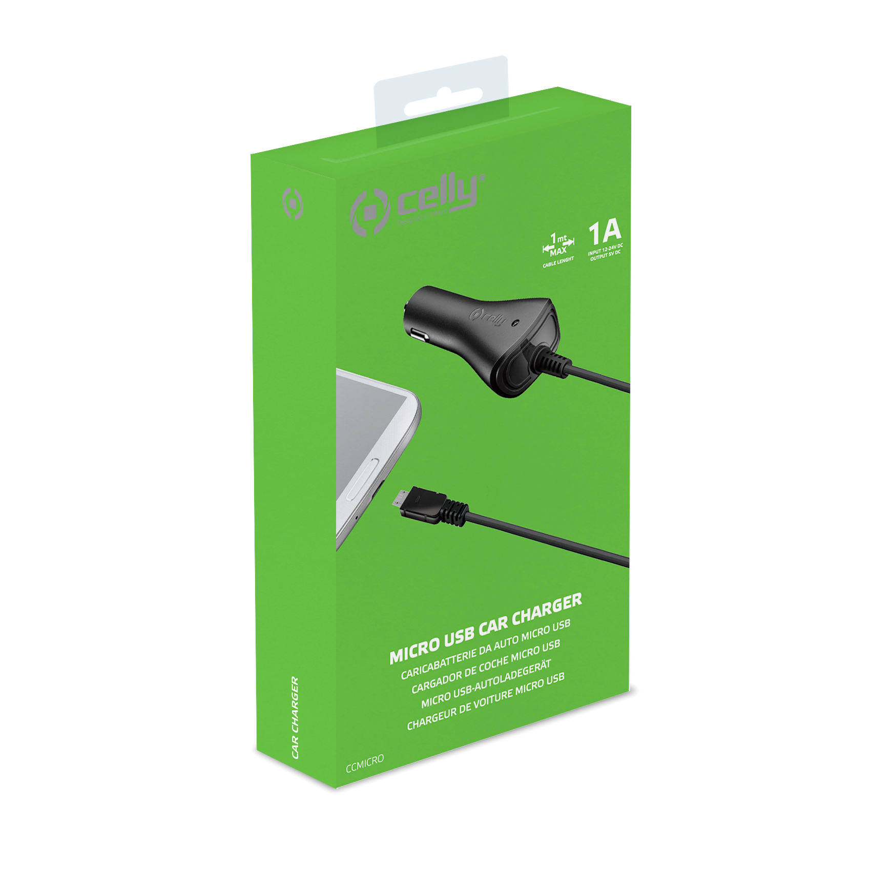 Celly CCMICRO - Adattatore alimentazione per auto - 1 A (Micro-USB Tipo B)