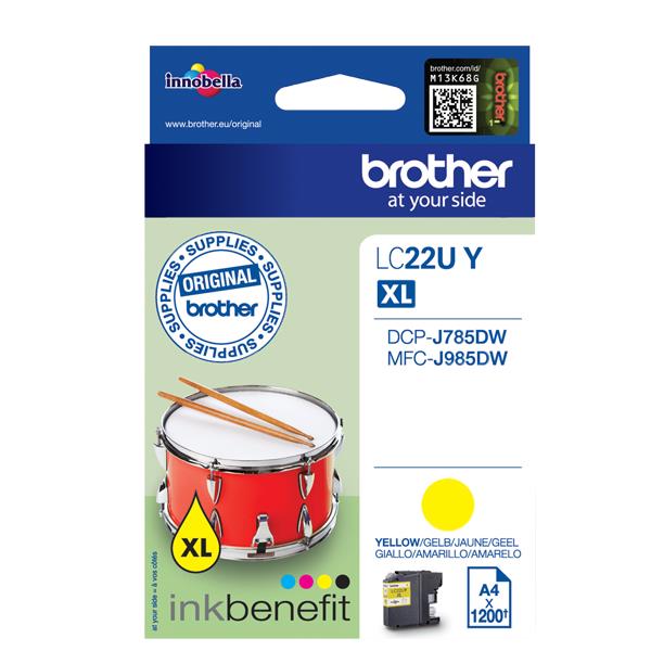 Brother LC22UY - XL - giallo - originale - cartuccia d'inchiostro - per Brother DCP-J785DW, DCP-J785DWXL, MFC-J985DW; INKvestment Work Smart MFC-J985DW