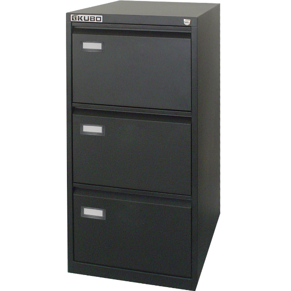Bertesi Kubo - Cabinet per archiviazione verticale - 3 cassetti - acciaio - nero, RAL 9005