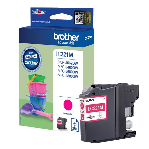 Brother LC221M - Magenta - originale - cartuccia d'inchiostro - per Brother DCP-J562DW, MFC-J480DW, MFC-J680DW, MFC-J880DW