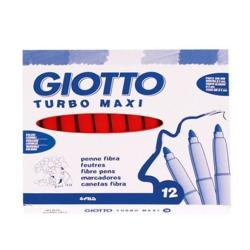 GIOTTO Turbo Maxi - Penna punta in fibra - non permanente - rosso scarlatto - inchiostro base acqua - 5 mm (pacchetto di 12)