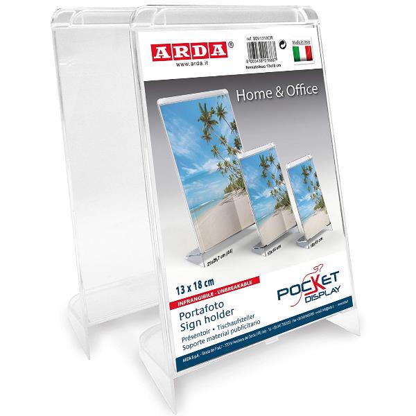 ARDA POCKET - Porta nome - per scrivania - per 13 x 18 mm - cristallo