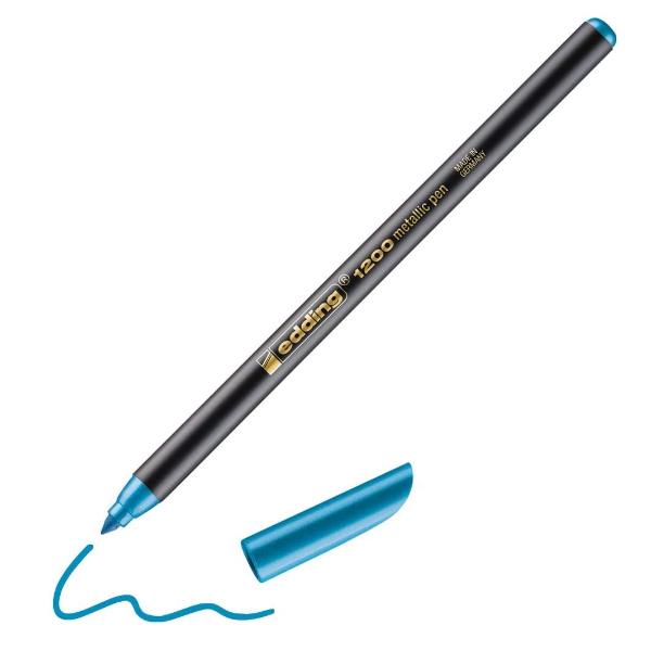 edding 1200 - Penna punta in fibra - blu metallizzato - inchiostro base acqua - 0.5-1 mm