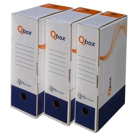 Bertesi Qbox - Cartella a scatola - larghezza dorsale 85 mm - per 330 x 245 mm - bianco (pacchetto di 25)