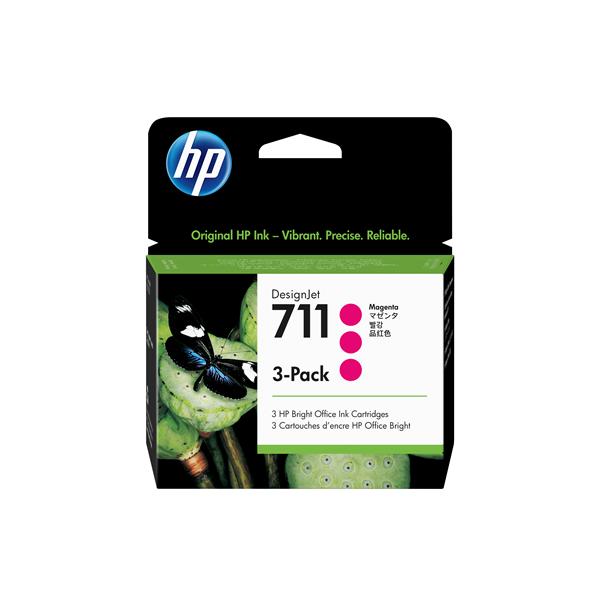 HP 711 - Confezione da 3 - 29 ml - magenta - originale - DesignJet - cartuccia d'inchiostro - per DesignJet T100, T120, T120 ePrinter, T125, T130, T520, T520 ePrinter, T525, T530