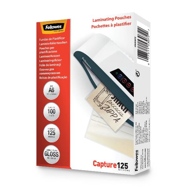 Fellowes Laminating Pouches Capture 125 micron - 111 x 154 mm rivestimento di plastificazione