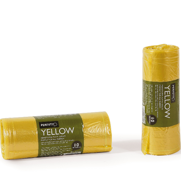 Perfetto Classic - Sacchetto per rifiuti - polietilene media densità (MDPE) - giallo - pacco da 10