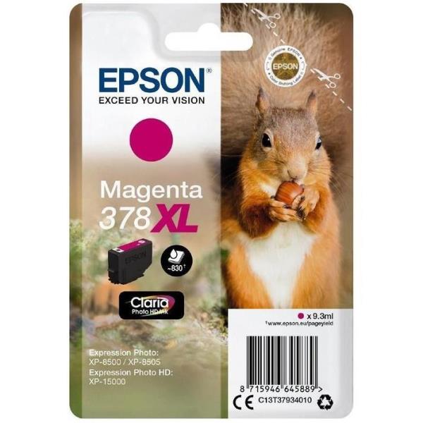 Epson 378XL - 9.3 ml - XL - magenta - originale - blister con radiofrequenza / allarme acustico - cartuccia d'inchiostro - per Expression Home XP-8605, 8606; Expression Home HD XP-15000; Expression Photo XP-8500, 8700