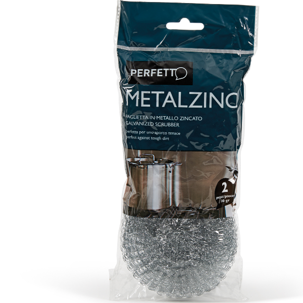 Perfetto METALZINC - Spugnetta per piatti - metallo galvanizzato - pacco da 2