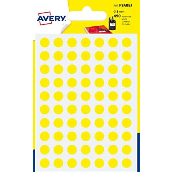 Avery - Etichetta con codice di colore autoadesiva - giallo (pacchetto di 490)