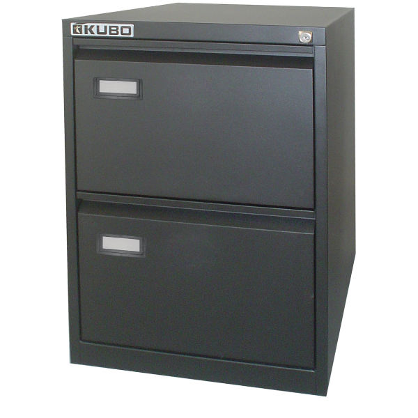 Bertesi Kubo - Cabinet per archiviazione verticale - 2 cassetti - acciaio - nero, RAL 9005
