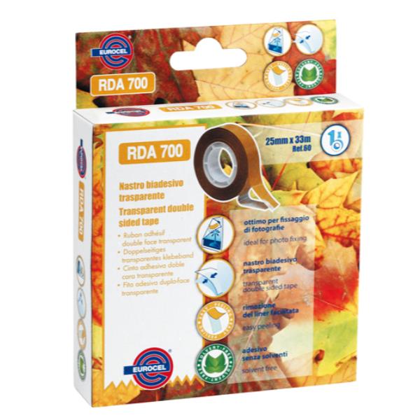 Eurocel RDA 700 - Nastro biadesivo - 25 mm x 33 m - polipropilene orientato biassialmente - trasparente