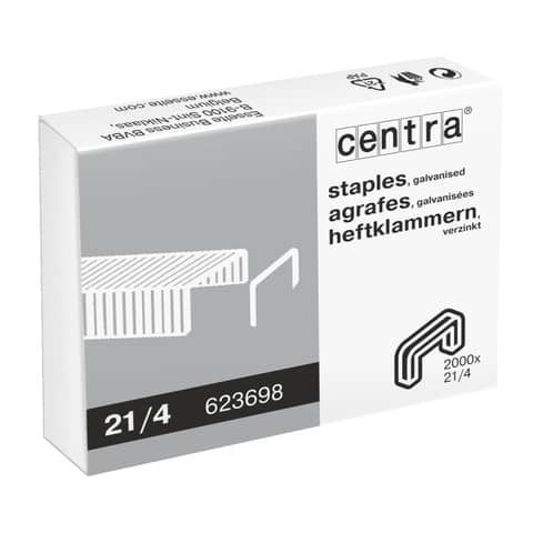 Esselte Centra - Punti metallici - 21/4 - galvanizzato - pacco da 2000