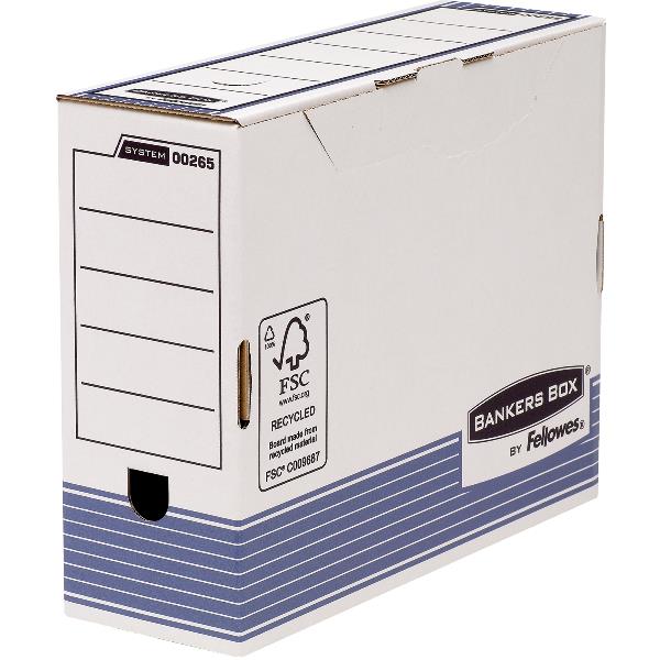 R-Kive Prima - Cartella a scatola - larghezza dorsale 100 mm - per A4 - bianco con banda blu