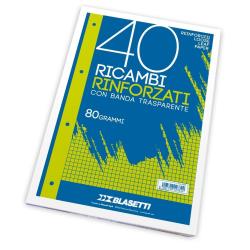 Blasetti RICAMBI - Ricambio fogli mobili - A5 - 40 fogli / 80 pagine - quadretti - 4 fori