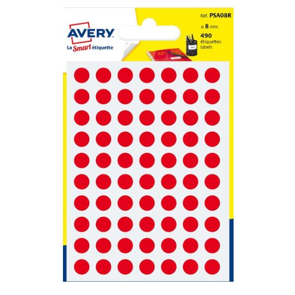 Avery - Etichetta con codice di colore autoadesiva - rosso (pacchetto di 490)