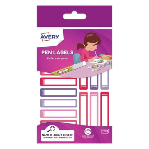 Avery - Etichetta per penna - 50 x 10 mm - rettangolare - rosa, viola (pacchetto di 30)