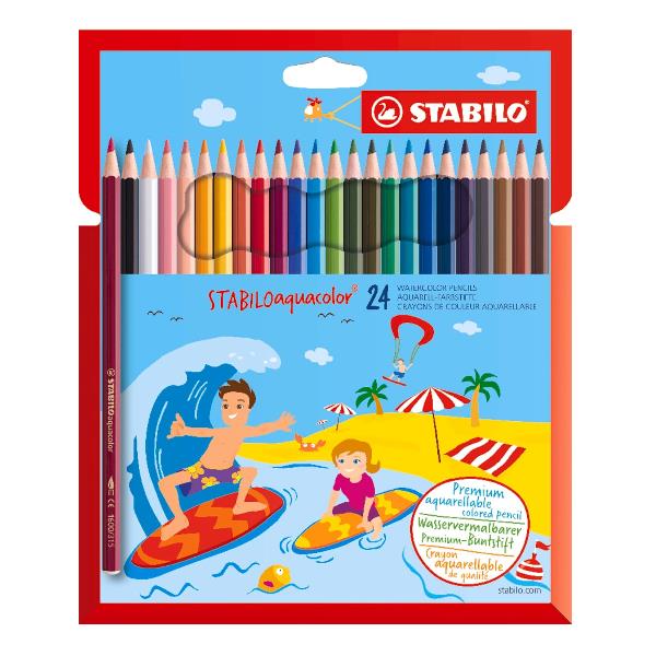 STABILO aquacolor - Matita acquerellabile - acquerello - colori assortiti brillanti - 2.8 mm (pacchetto di 24)
