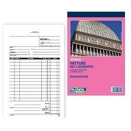 Data Ufficio - Blocco aliquota 1 fattura - 33 fogli - 148 x 215 mm - tripla - senza carbonio - numerato