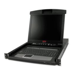 APC LCD Console - Console KVM con switch KVM - 8 porte - PS/2 - 17" - montabile in rack - VGA - nero - 1U - per P/N: AR3106SP, SMX1000C, SMX1500RM2UC, SMX1500RM2UCNC, SMX750C, SMX750CNC, SRT5KRMXLW-TW