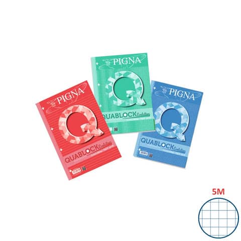 Pigna Quablock Evolution - Blocchetto - A4 - 40 fogli - quadretti - 4 fori (pacchetto di 5)