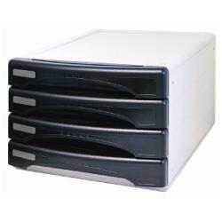 ARDA Olivia - Cassettiera - 4 cassetti - per A4, 265 x 335 mm - nero opaco
