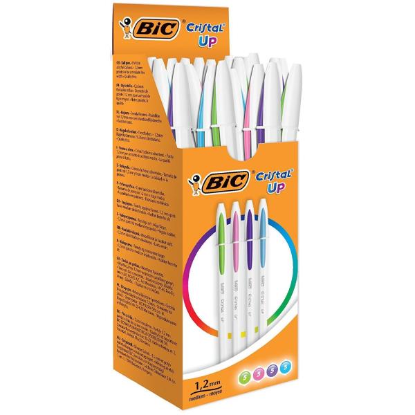 BIC Cristal UP - Penna a sfera - rosa, verde chiaro, viola, blu turchese - 1.2 mm (pacchetto di 20)