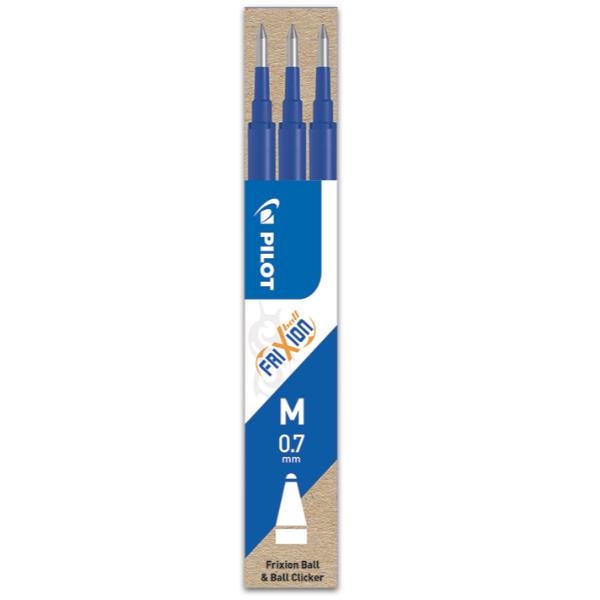 Pilot FriXion - Refill - blu - 0.7 mm (pacchetto di 3) - per FriXion Ball Clicker, Slim