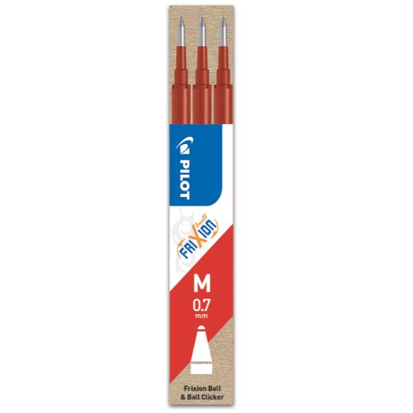Pilot FriXion - Refill - rosso - 0.7 mm (pacchetto di 3) - per FriXion Ball Clicker, Slim