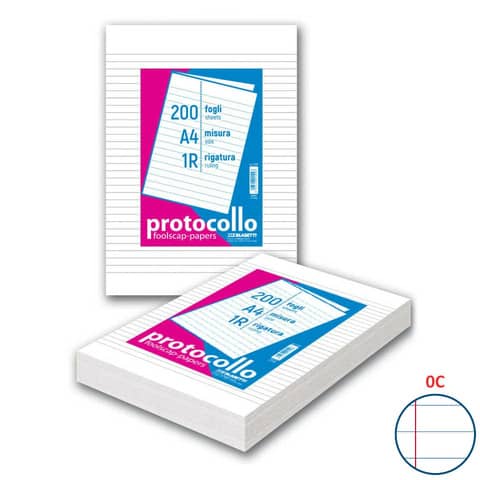 Blasetti PROTOCOLLO - Foglio protocollo - A4 - 200 fogli / 400 pagine - righe