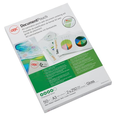 GBC Document Laminating Pouch - 250 micron - confezione da 50 - brillante - A3 (297 x 420 mm) rivestimento di plastificazione