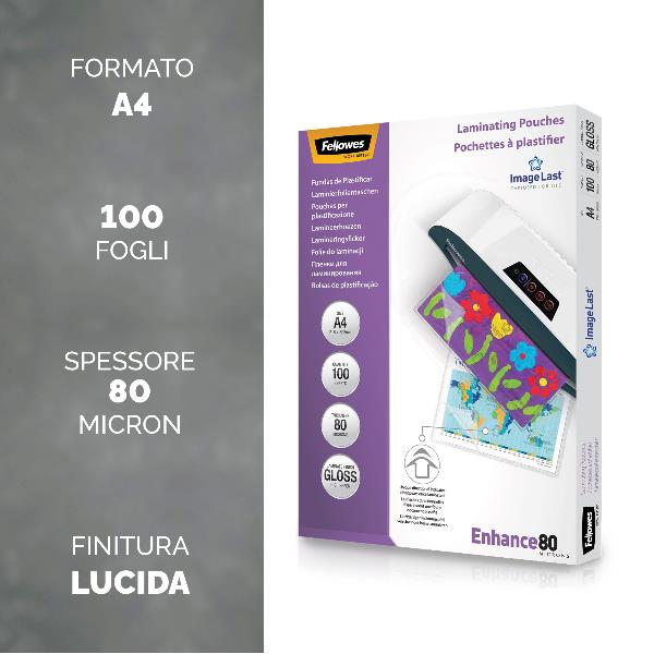 Fellowes - 80 micron - A4 (210 x 297 mm) rivestimento di plastificazione