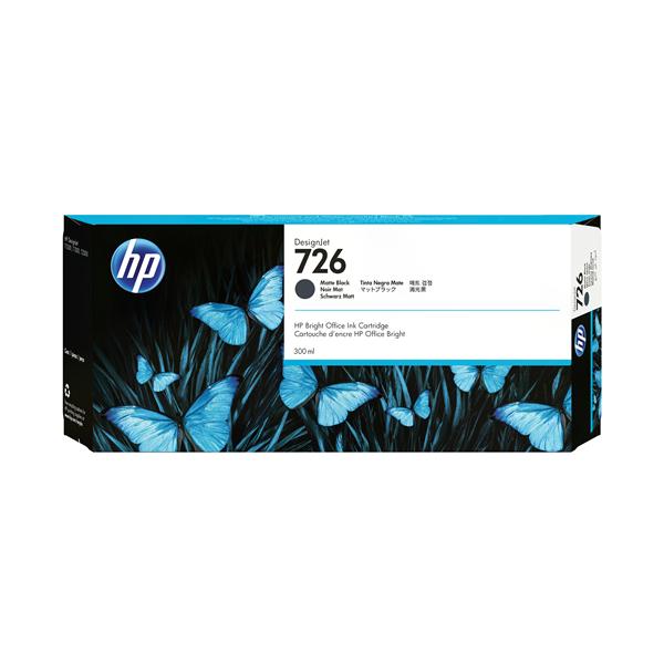 HP 726 - 300 ml - nero opaco - originale - DesignJet - cartuccia d'inchiostro - per DesignJet HD Pro MFP, SD Pro MFP, T1200, T1200ps, T1300, T1708, T1708dr, T2300, T790, T795
