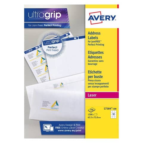 Avery - Bianco - 63.5 x 72 mm 1200 etichette (100 foglio(i) x 12) Etichette per indirizzi