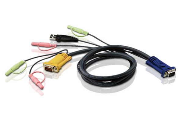 ATEN 2L-5305U - Cavi tastiera / video / mouse / audio - 15 pin D-Sub (DB-15), mini-jack (M) a USB, HD-15 (VGA), mini-jack (M) - 5 m - per ATEN CS1732, CS1734; Master View max CS-1754, CS-1758; MasterView CS-1732, CS-1734
