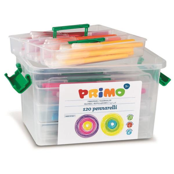 PRIMO - Penna punta in fibra - colori assortiti - 2.5 mm - fine (pacchetto di 120)