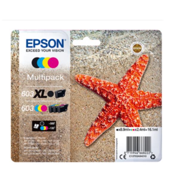 Epson 603XL Multipack - Confezione da 4 - XL - nero, giallo, ciano, magenta - originale - blister con radiofrequenza / allarme acustico - cartuccia d'inchiostro - per Expression Home XP-2150, 2155, 3150, 3155, 4150, 4155; WorkForce WF-2820, 2840, 2845, 2870