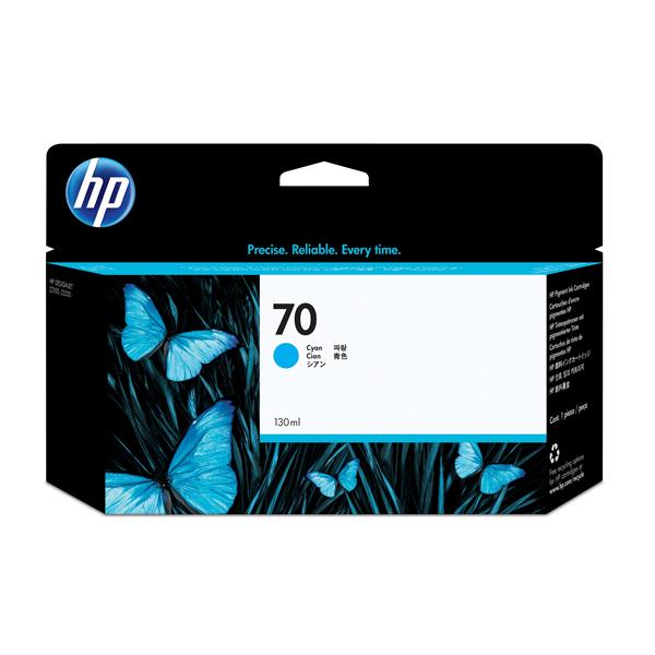 HP 70 - 130 ml - ciano - originale - DesignJet - cartuccia d'inchiostro - per DesignJet SD Pro MFP, Z2100, Z3100, Z3100ps, Z3200, Z3200ps, Z5200, Z5400