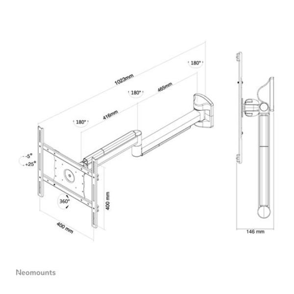 Neomounts FPMA-HAW050 - Staffa - per display LCD - medico - bianco - dimensione schermo: 10"-40" - installabile a parete