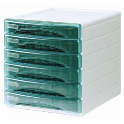 ARDA Olivia - Cassettiera - 6 cassetti - per A4, 265 x 335 mm - verde trasparente