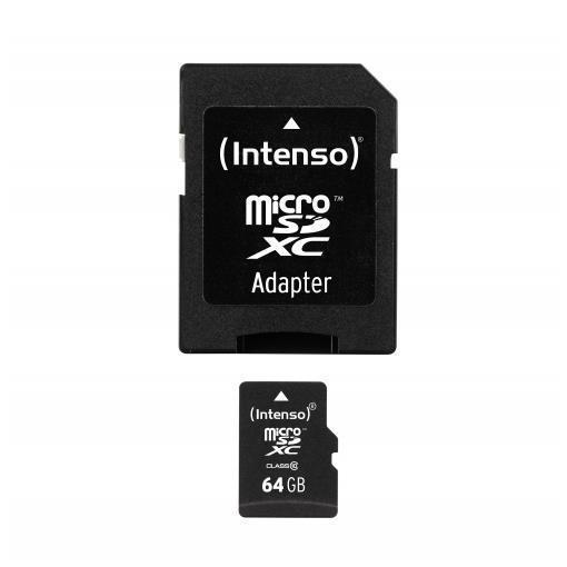 Intenso - Scheda di memoria flash (adattatore da microSDXC a SD in dotazione) - 64 GB - Class 10 - microSDXC