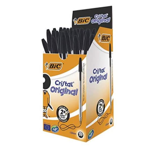 BIC Cristal - Penna a sfera - nero - 1 mm - medio (pacchetto di 50)