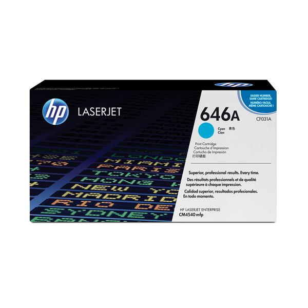 HP 646A - Ciano - originale - LaserJet - cartuccia toner (CF031A) - per Color LaserJet Enterprise CM4540 MFP, CM4540f MFP, CM4540fskm MFP