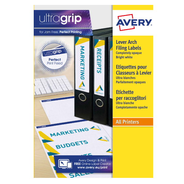 Avery File Folder Labels - Bianco - 192 x 61 mm 100 etichette (25 foglio(i) x 4) etichette classificatori