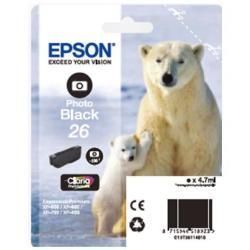 Epson 26 - 4.7 ml - nero per foto - originale - blister con radiofrequenza / allarme acustico - cartuccia d'inchiostro - per Expression Premium XP-510, 520, 600, 605, 610, 615, 620, 625, 700, 710, 720, 800, 810, 820