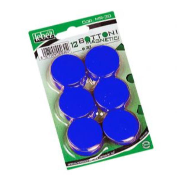 Bottoni magnetici - diametro 3 cm - blu - Lebez - blister 12 pezzi