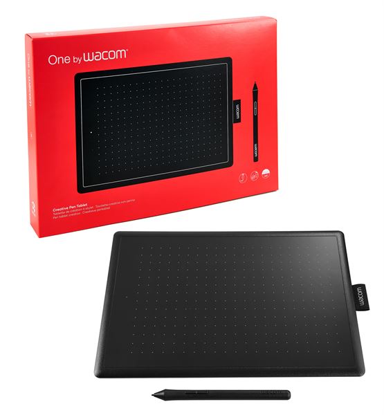 Wacom One by Wacom - Digitizer - per destrorsi e per sinistrorsi - 21.6 x 13.5 cm - elettromagnetico - cablato - USB - nero, rosso