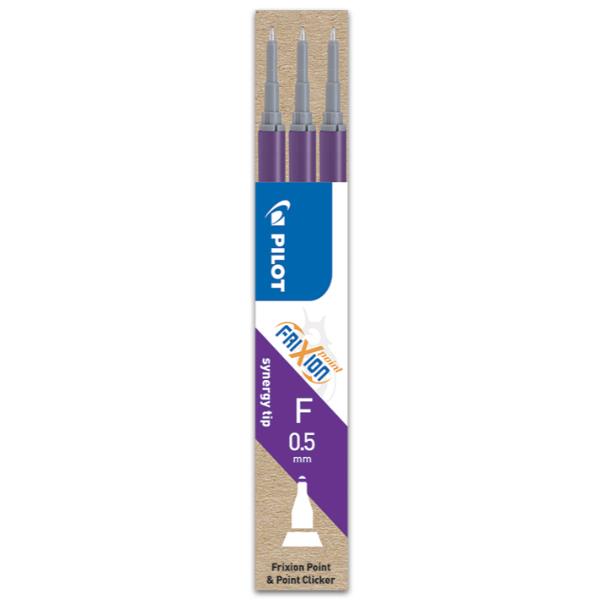 Pilot FriXion Point - Refill - non permanente - viola - inchiostro in gel sensibile al calore - 0.5 mm - fine (pacchetto di 3)